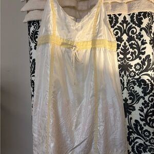 Cream and Yellow Mini Dress with Lace Trim